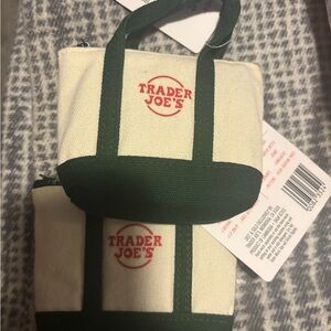 Trader Joe's Cream and Green Tote Bag